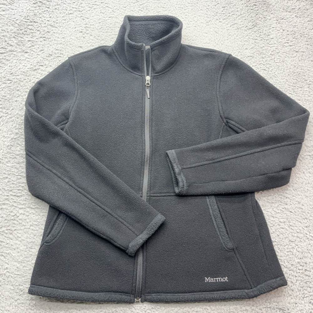 Marmot‎ Full Zip Fleece Jacket Womens Large Black Softshell Pockets Gorpcore